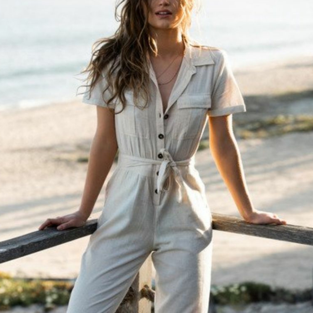 NWT Roxy Beach Wonderland Cream Jumpsuit Size S